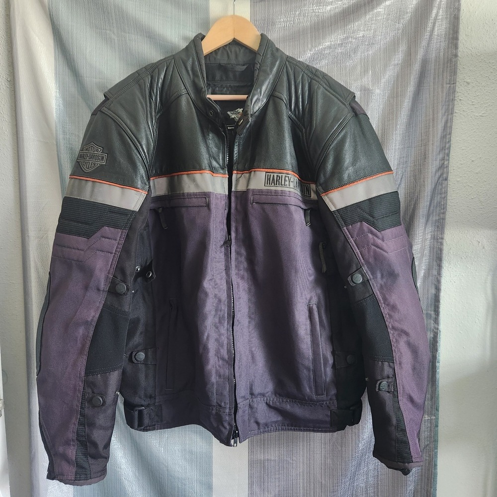 Harley-Davidson Mens Reflective Riding Jacket Leather Triple Vent XL 2013‎ Moto